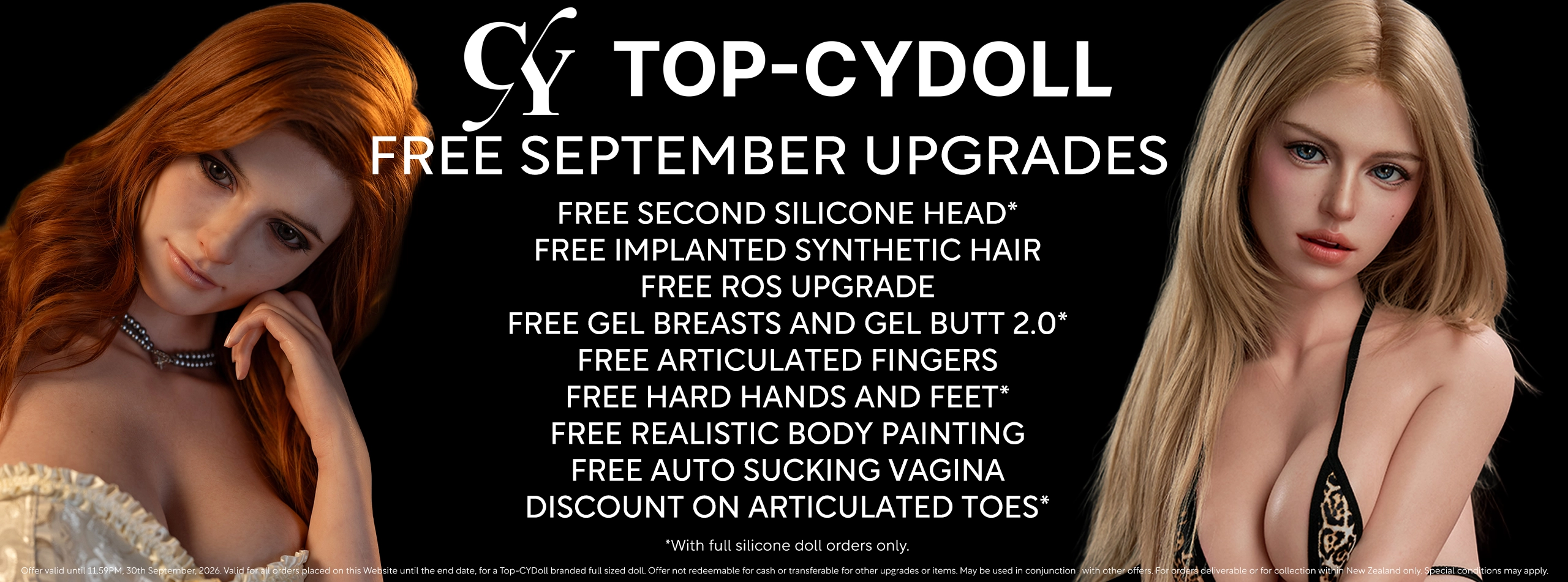 Free upgrades on Top-CY Doll sex dolls all September 2026.